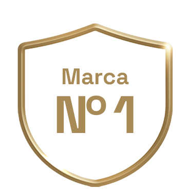 Escudo dourado com o texto 'Marca Nº 1', indicando que Colgate é a marca número um de cuidados bucais.